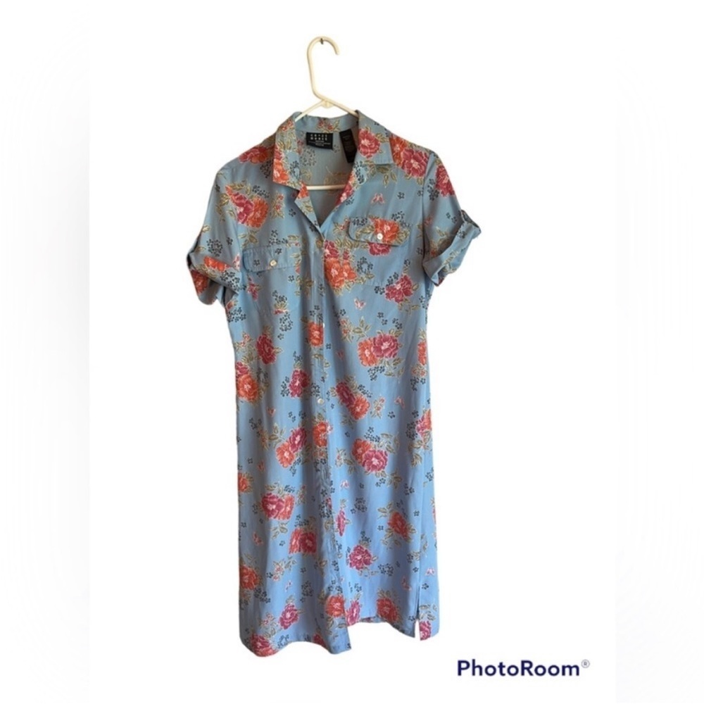 VTG Y2K 90’s LIZ CLAIBORNE FLORAL Crazy Horse SZ 10 Petite Shirt Dress Modest